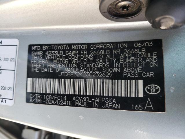 Photo 10 from auction – 2003 TOYOTA CAMRY LE with VIN JTDBE32K230232629