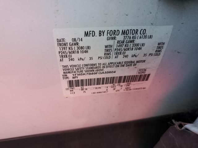 Photo 10 from auction – 2015 FORD EXPLORER with VIN 1FM5K7B89FGA55604