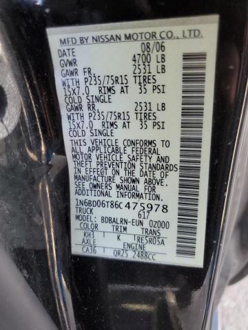 Photo 10 from auction – 2006 NISSAN FRONTIER K with VIN 1N6BD06T86C475978