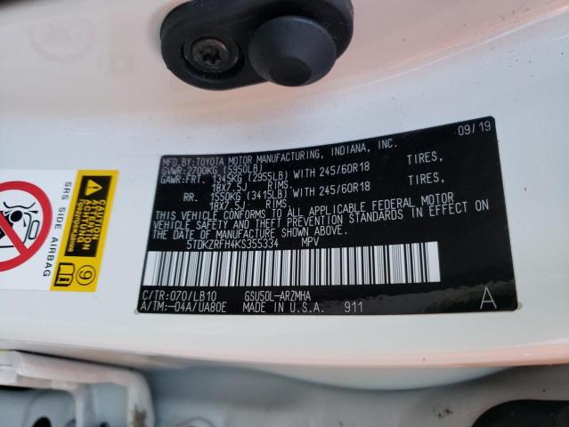 Photo 10 from auction – 2019 TOYOTA HIGHLANDER with VIN 5TDKZRFH4KS355334