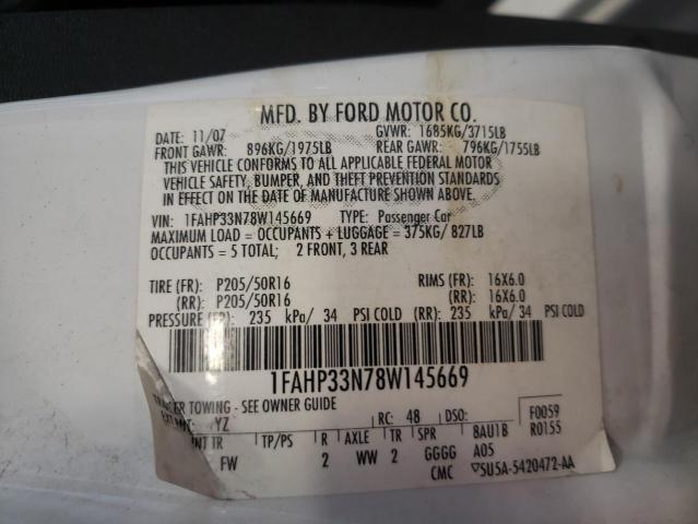 Photo 10 from auction – 2008 FORD FOCUS SE with VIN 1FAHP33N78W145669