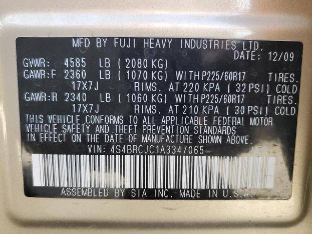 Photo 10 from auction – 2010 SUBARU OUTBACK 2. with VIN 4S4BRCJC1A3347065