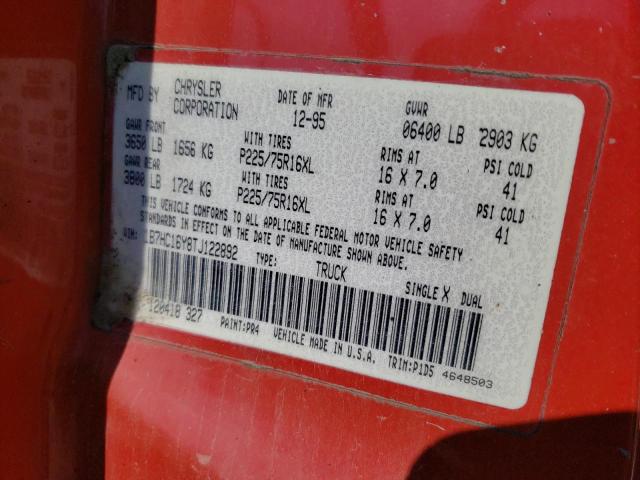 Photo 10 from auction – 1996 DODGE RAM 1500 with VIN 1B7HC16Y8TJ122892