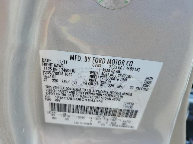 Photo 10 from auction – 2012 FORD ESCAPE XLT with VIN 1FMCU9DG6CKB43374