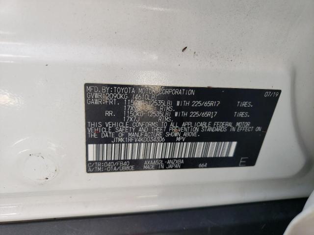 Photo 10 from auction – 2019 TOYOTA RAV4 LE with VIN JTMK1RFV4KD034306