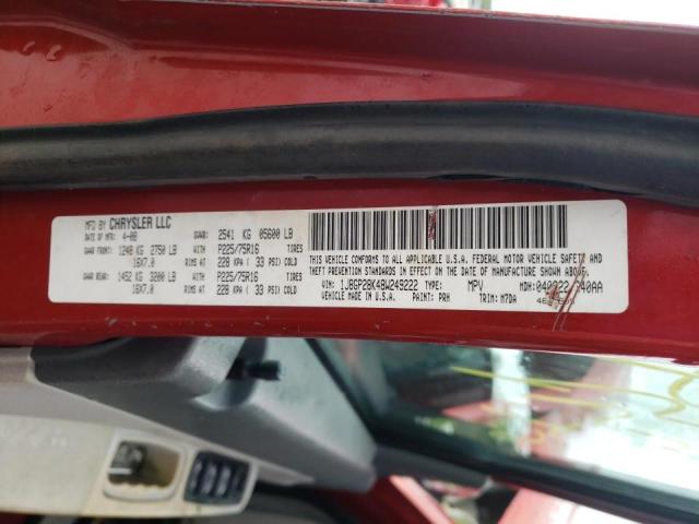 Photo 10 from auction – 2008 JEEP LIBERTY SP with VIN 1J8GP28K48W249222