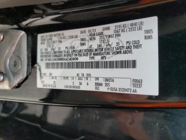 Photo 10 from auction – 2013 FORD ESCAPE SE with VIN 1FMCU9G98DUC40806