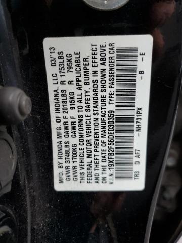 Photo 10 from auction – 2013 HONDA CIVIC LX with VIN 19XFB2F56DE030359