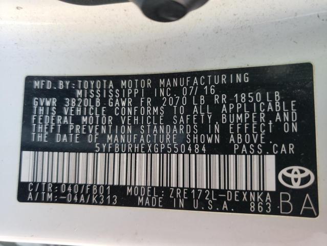 Photo 10 from auction – 2016 TOYOTA COROLLA L with VIN 5YFBURHEXGP550484