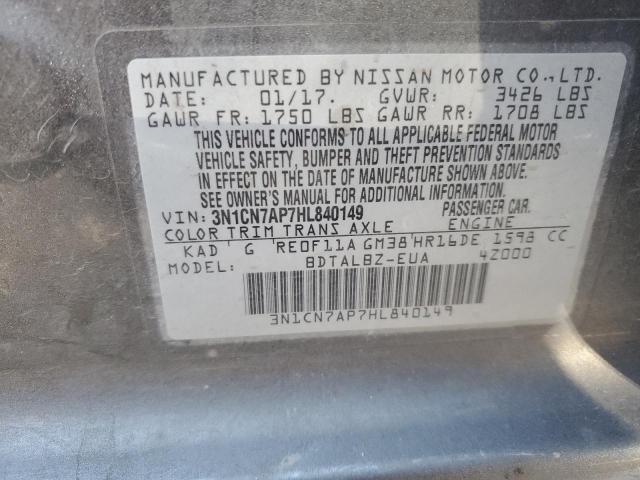 Photo 10 from auction – 2017 NISSAN VERSA S with VIN 3N1CN7AP7HL840149