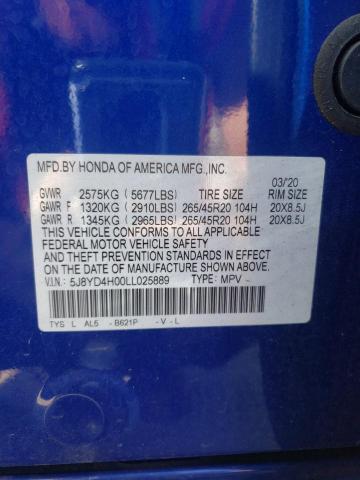 Photo 10 from auction – 2020 ACURA MDX A-SPEC with VIN 5J8YD4H00LL025889