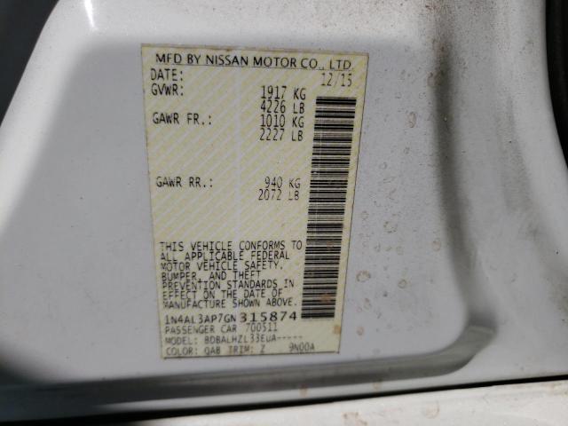 Photo 10 from auction – 2016 NISSAN ALTIMA 2.5 with VIN 1N4AL3AP7GN315874
