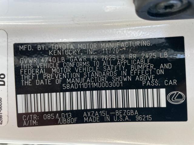 Photo 10 from auction – 2021 LEXUS ES 250 BAS with VIN 58AD11D11MU003001