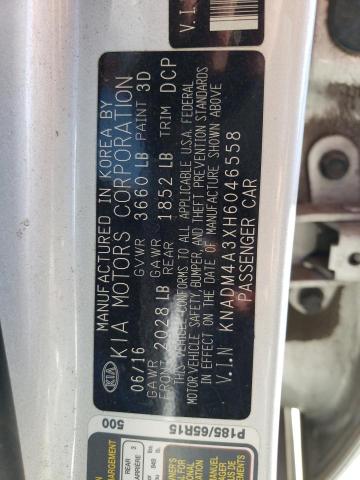 Photo 10 from auction – 2017 KIA RIO LX with VIN KNADM4A3XH6046558
