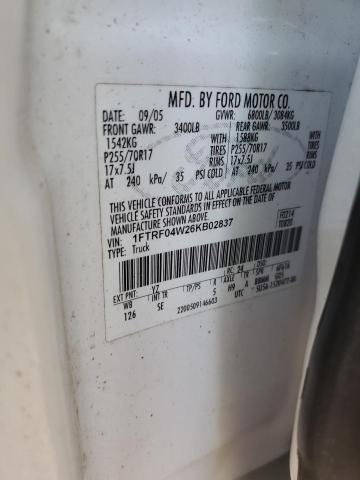 Photo 10 from auction – 2006 FORD F150 with VIN 1FTRF04W26KB02837