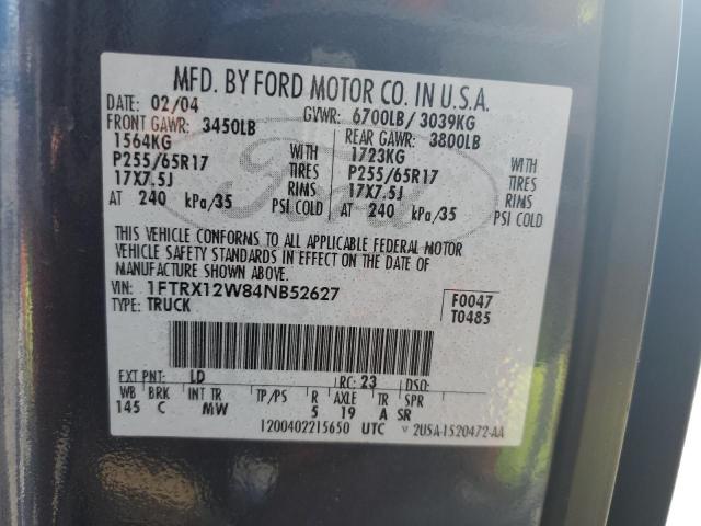 Photo 10 from auction – 2004 FORD F150 with VIN 1FTRX12W84NB52627