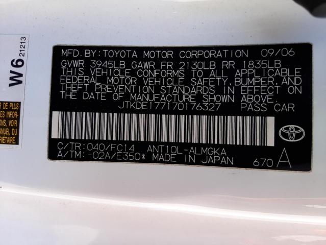 Photo 10 from auction – 2007 TOYOTA SCION TC with VIN JTKDE177170176327