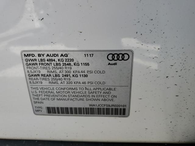 Photo 10 from auction – 2018 AUDI Q3 PREMIUM with VIN WA1JCCFS9JR020101