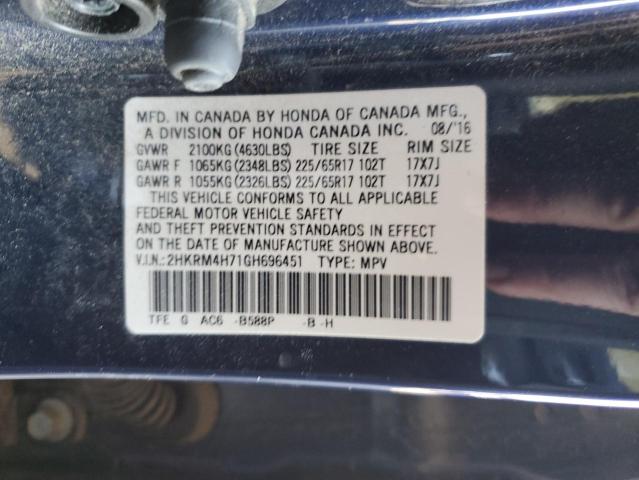 Photo 10 from auction – 2016 HONDA CR-V EXL with VIN 2HKRM4H71GH696451