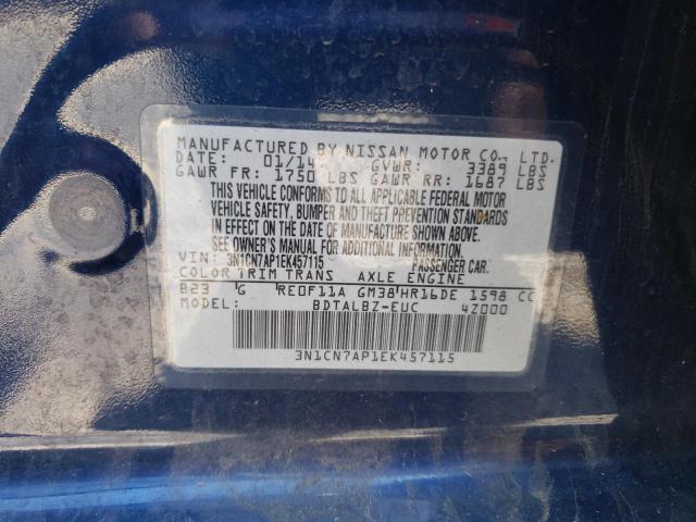 Zdjęcie 10 z aukcji – 2014 NISSAN VERSA S z VIN 3N1CN7AP1EK457115
