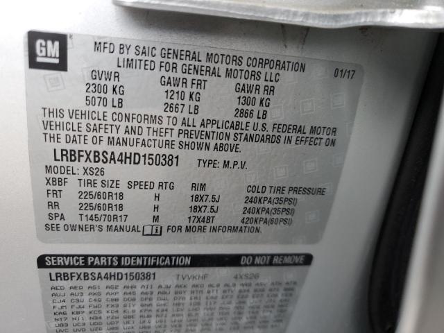 Photo 10 from auction – 2017 BUICK ENVISION E with VIN LRBFXBSA4HD150381
