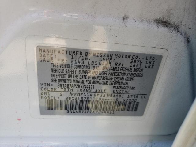 Photo 10 from auction – 2019 NISSAN SENTRA S with VIN 3N1AB7AP2KY244411