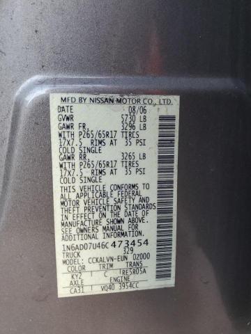 Photo 10 from auction – 2006 NISSAN FRONTIER C with VIN 1N6AD07U46C473454