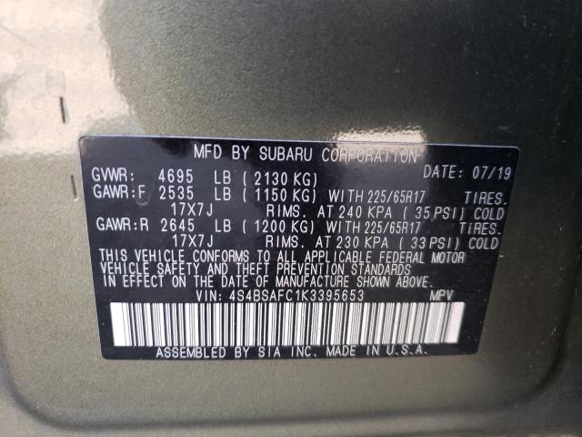 Photo 10 from auction – 2019 SUBARU OUTBACK 2. with VIN 4S4BSAFC1K3395653