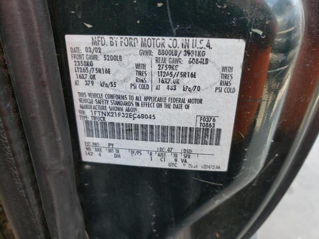 Photo 10 from auction – 2002 FORD F250 SUPER with VIN 1FTNX21F32EC68045