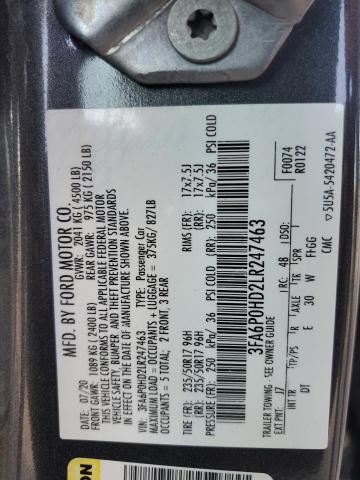 Photo 10 from auction – 2020 FORD FUSION SE with VIN 3FA6P0HD2LR247463