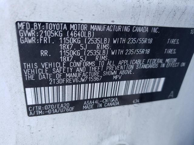 Photo 10 from auction – 2018 TOYOTA RAV4 LIMIT with VIN 2T3DFREV6JW715967