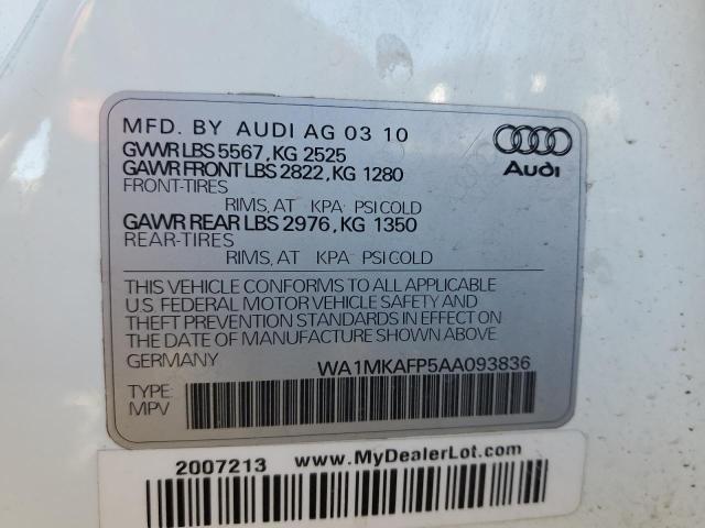 Photo 10 from auction – 2010 AUDI Q5 PREMIUM with VIN WA1MKAFP5AA093836