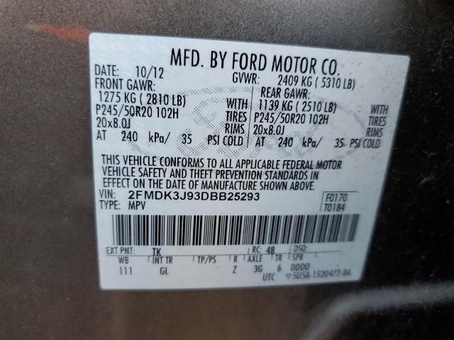 Photo 10 from auction – 2013 FORD EDGE SEL with VIN 2FMDK3J93DBB25293