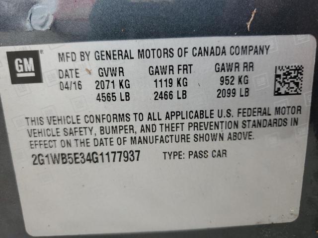 Photo 10 from auction – 2016 CHEVROLET IMPALA LIM with VIN 2G1WB5E34G1177937