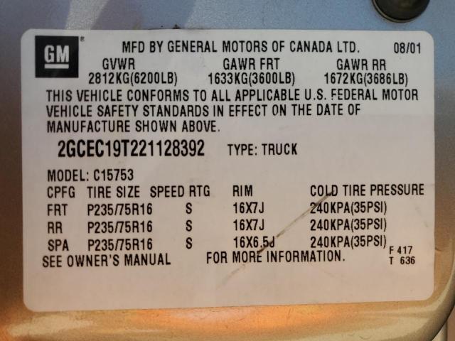 Photo 10 from auction – 2002 CHEVROLET SILVERADO with VIN 2GCEC19T221128392