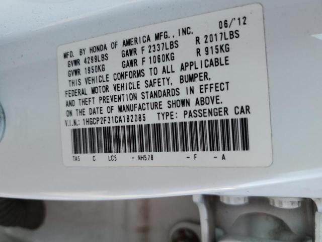 Photo 10 from auction – 2012 HONDA ACCORD LX with VIN 1HGCP2F31CA182085
