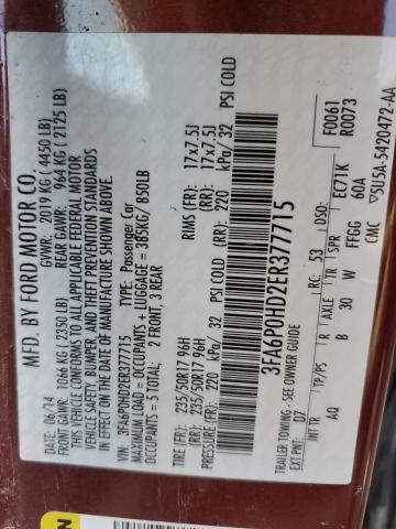 Photo 10 from auction – 2014 FORD FUSION SE with VIN 3FA6P0HD2ER377715