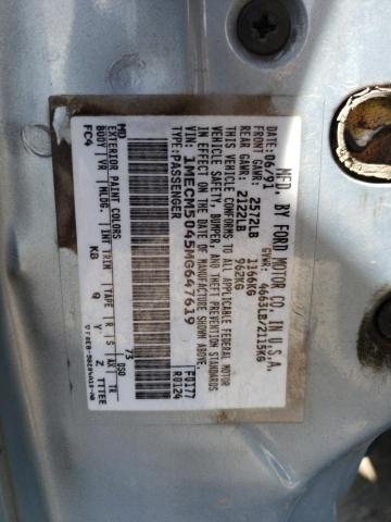 Photo 10 from auction – 1991 MERCURY SABLE GS with VIN 1MECM5045MG647619