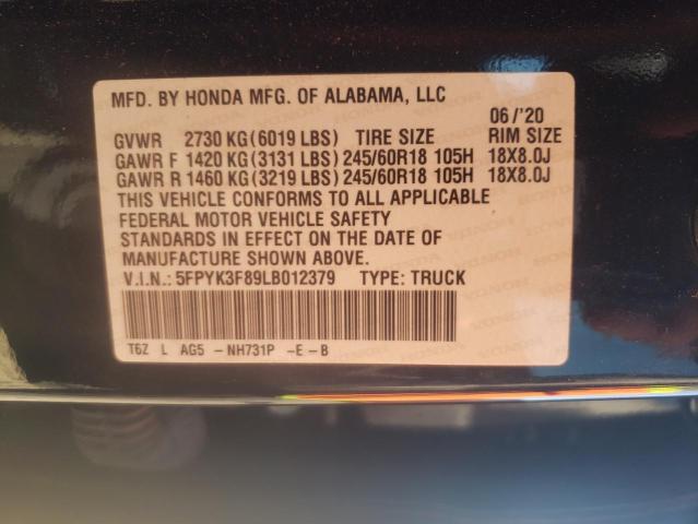 Photo 10 from auction – 2020 HONDA RIDGELINE with VIN 5FPYK3F89LB012379