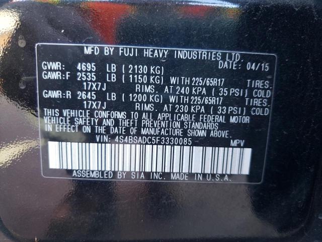 Photo 10 from auction – 2015 SUBARU OUTBACK 2. with VIN 4S4BSADC5F3330085