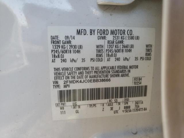 Photo 10 from auction – 2014 FORD EDGE SEL with VIN 2FMDK4JC0EBB38666