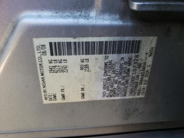 Photo 10 from auction – 2009 NISSAN ALTIMA 2.5 with VIN 1N4AL21E49C107328