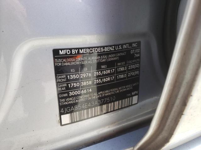 Photo 10 from auction – 2003 MERCEDES-BENZ ML 320 with VIN 4JGAB54E43A377510