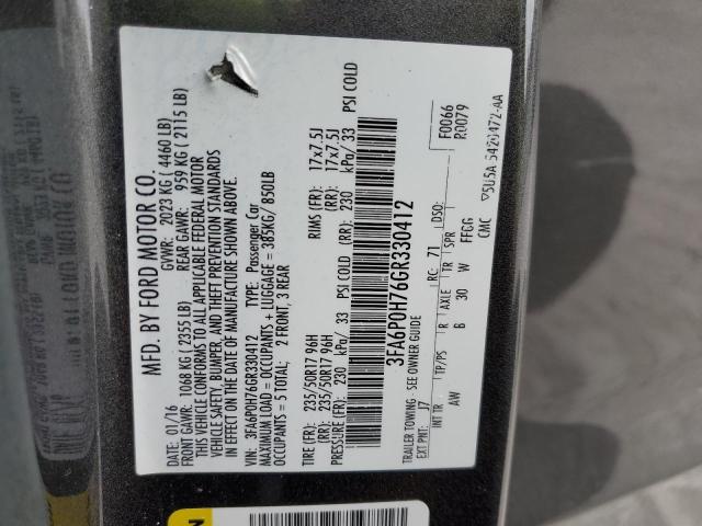 Photo 10 from auction – 2016 FORD FUSION SE with VIN 3FA6P0H76GR330412