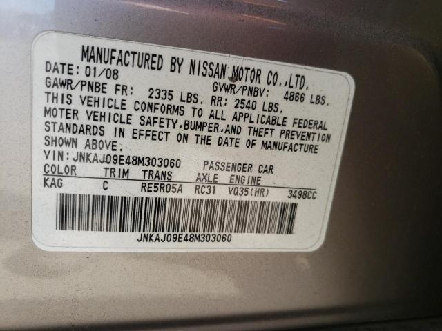 Photo 10 from auction – 2008 INFINITI EX35 BASE with VIN JNKAJ09E48M303060