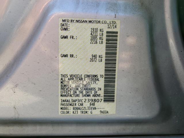 Photo 10 from auction – 2015 NISSAN ALTIMA 2.5 with VIN 1N4AL3AP3FC239807