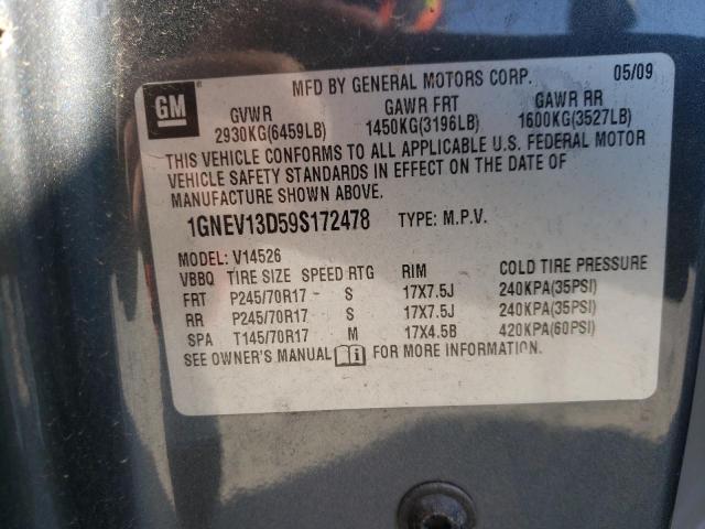 Photo 10 from auction – 2009 CHEVROLET TRAVERSE L with VIN 1GNEV13D59S172478