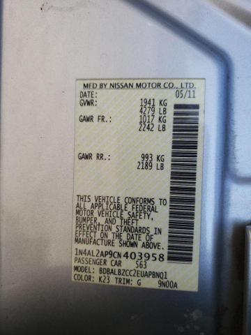 Photo 10 from auction – 2012 NISSAN ALTIMA BAS with VIN 1N4AL2AP9CN403958