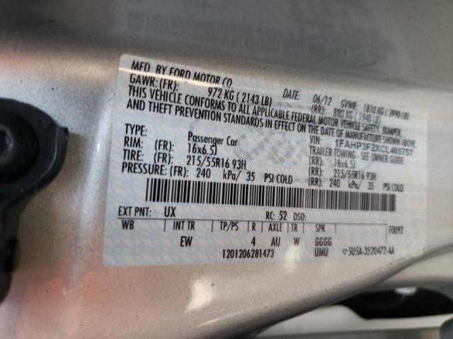 Photo 10 from auction – 2012 FORD FOCUS SE with VIN 1FAHP3F2XCL465757