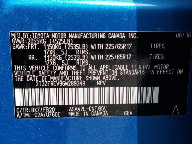 Photo 10 from auction – 2016 TOYOTA RAV4 LE with VIN 2T3ZFREV9GW289349